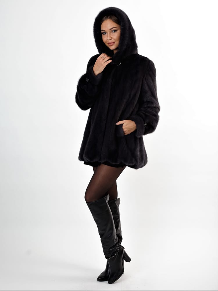 Шуба из норки, графит